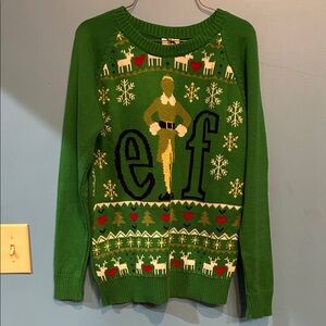 Green Elf Sweater Youth Large with Festive Design